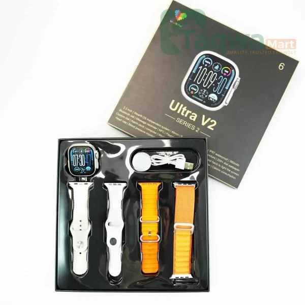 Ultra V2 New Fashion 2.2 Large Screen With 4 Straps Smart Watch - Image 3